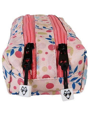 Trousse fille 2 compartiments POL FOX Happy Blush rose motif fleur