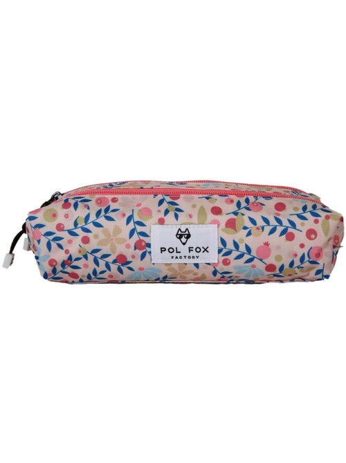 Trousse fille 2 compartiments POL FOX Happy Blush rose motif fleur - Kiabi