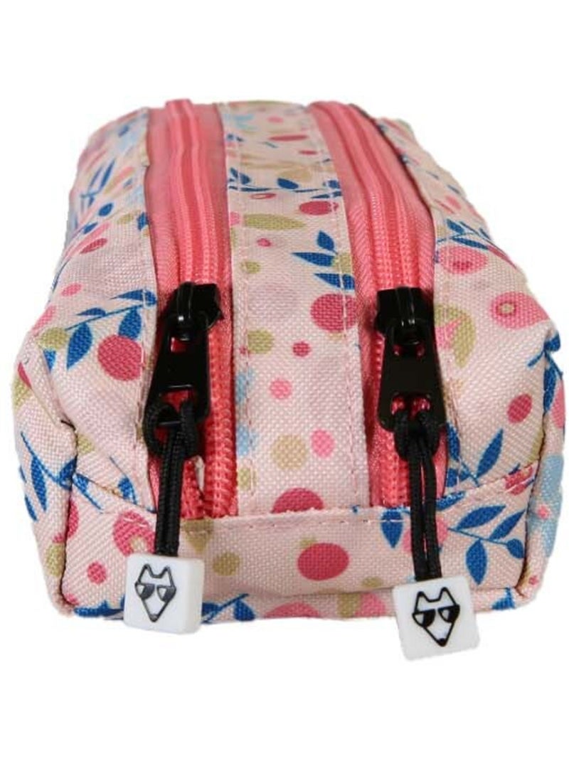 Trousse fille 2 compartiments POL FOX Happy Blush rose motif fleur Rose - Kiabi