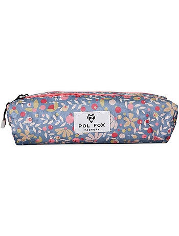 Trousse fille 2 compartiments POL FOX Happy Jean bleu marine motif fleur