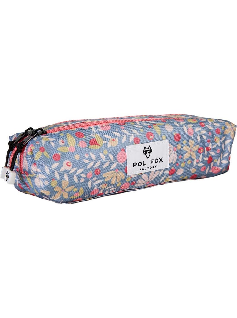 Trousse fille 2 compartiments POL FOX Happy Jean bleu marine motif fleur Bleu marine - Kiabi