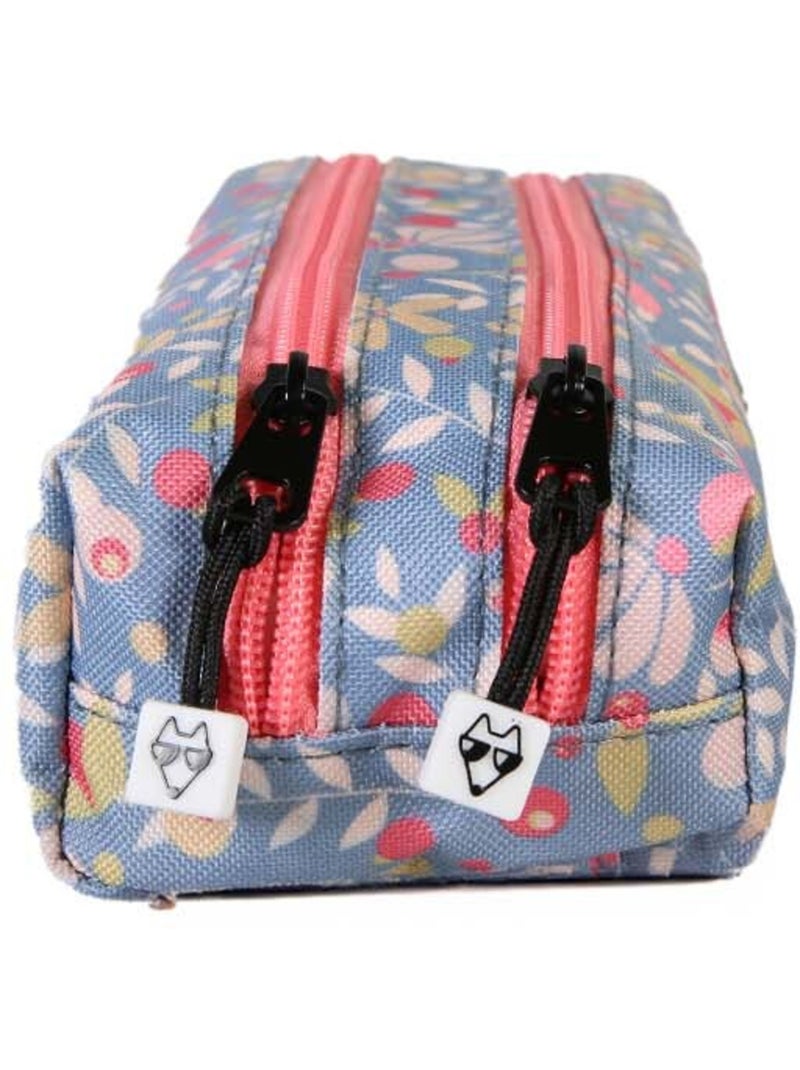 Trousse fille 2 compartiments POL FOX Happy Jean bleu marine motif fleur Bleu marine - Kiabi