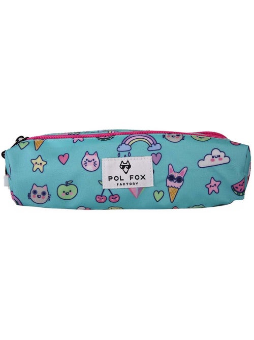 Trousse fille 2 compartiments POL FOX Kawai bleu motifs kawaii - Kiabi Trousse fille 2 compartiments POL FOX Kawai bleu motifs kawaii - Kiabi