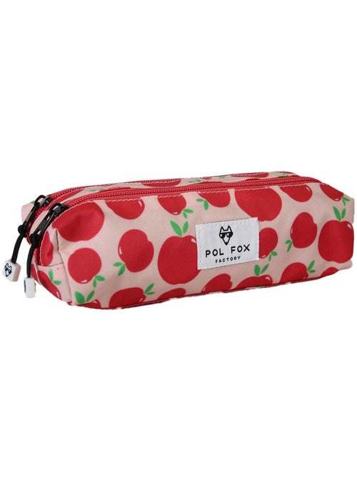 Trousse fille 2 compartiments POL FOX Pompom rose et rouge motif pomme - Kiabi Trousse fille 2 compartiments POL FOX Pompom rose et rouge motif pomme - Kiabi