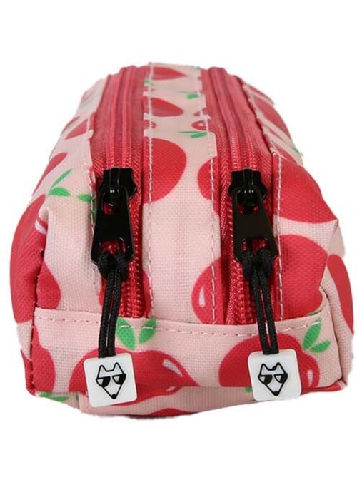 Trousse fille 2 compartiments POL FOX Pompom rose et rouge motif pomme - Kiabi Trousse fille 2 compartiments POL FOX Pompom rose et rouge motif pomme - Kiabi