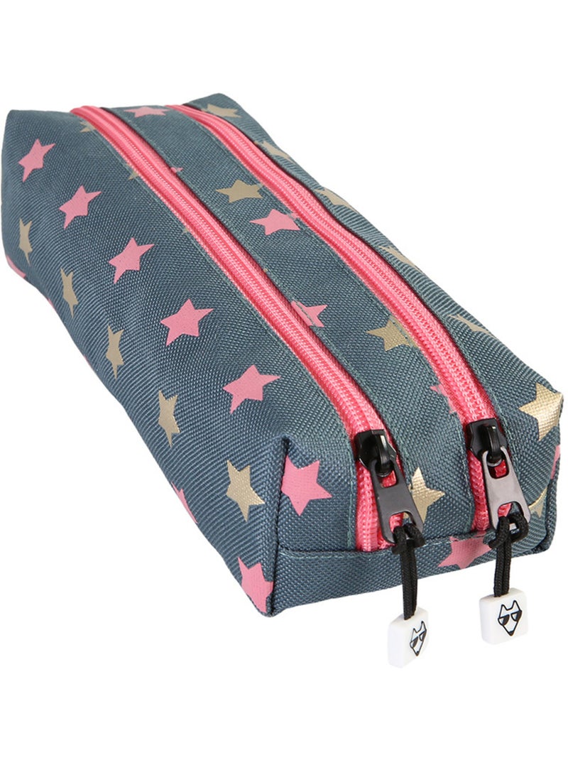 Trousse fille 2 compartiments POL FOX Wonder Fox Glitter rose et gris motif étoile Rose - Kiabi
