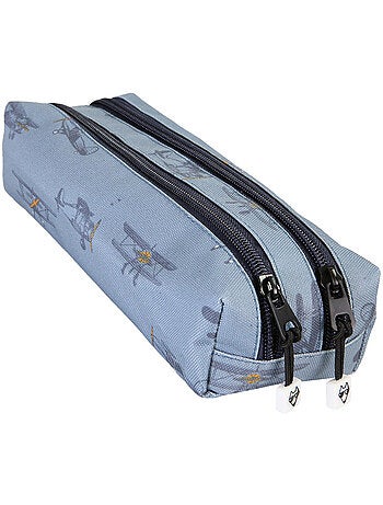 Trousse garçon 2 compartiments POL FOX Airplane bleu motif avion