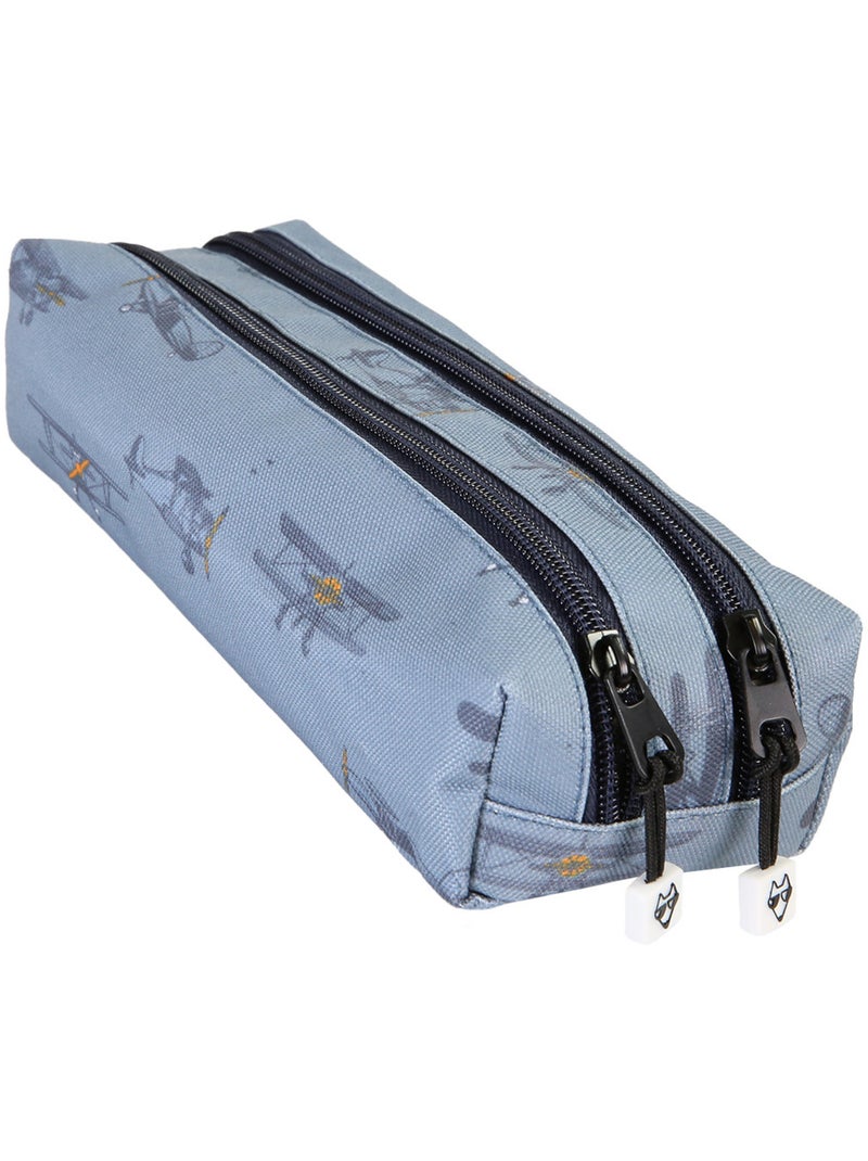 Trousse garçon 2 compartiments POL FOX Airplane bleu motif avion Bleu - Kiabi