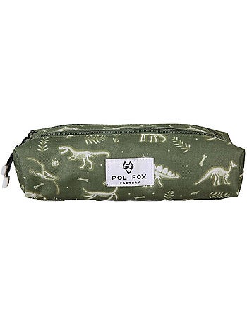 Trousse garçon 2 compartiments POL FOX Jurassic vert motif dinosaure