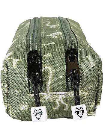 Trousse garçon 2 compartiments POL FOX Jurassic vert motif dinosaure