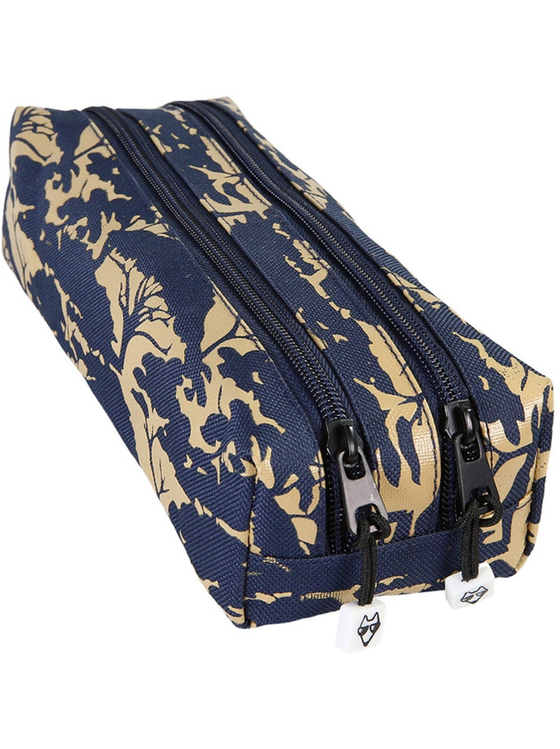 Trousse garçon 2 compartiments POL FOX Lion bleu marine et beige motif savane Bleu marine - Kiabi