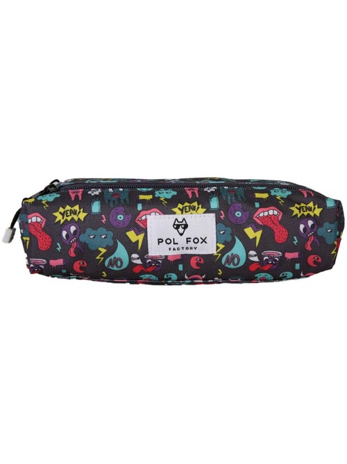 Trousse garçon 2 compartiments POL FOX Rider bleu motifs fun - Kiabi