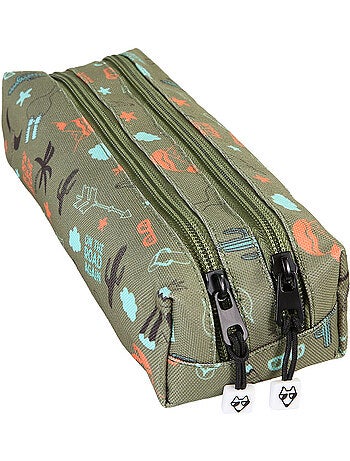 Trousse garçon 2 compartiments POL FOX Road Trip vert motif van et aventure