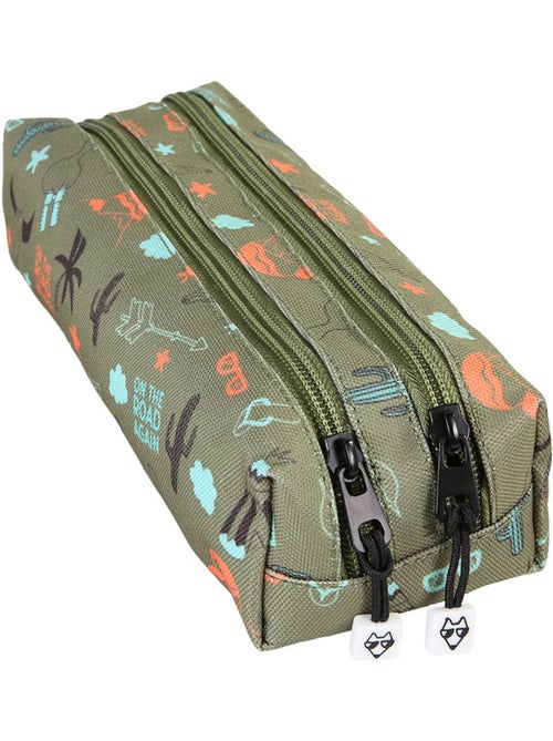 Trousse garçon 2 compartiments POL FOX Road Trip vert motif van et aventure - Kiabi