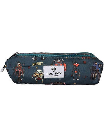 Trousse garçon 2 compartiments POL FOX Robot bleu motif robot