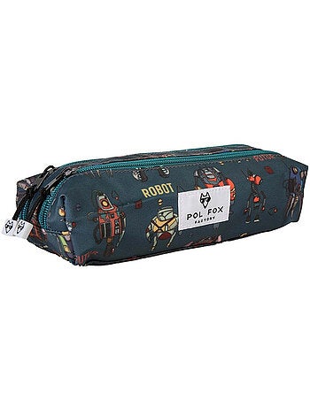 Trousse garçon 2 compartiments POL FOX Robot bleu motif robot