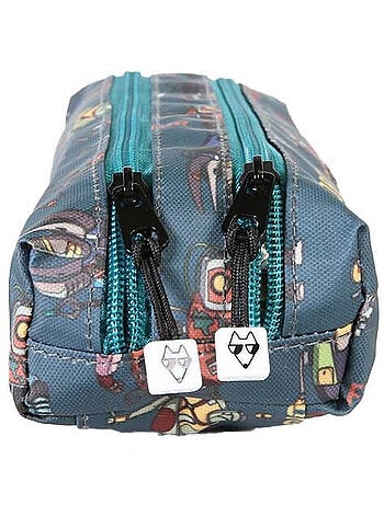 Trousse garçon 2 compartiments POL FOX Robot bleu motif robot