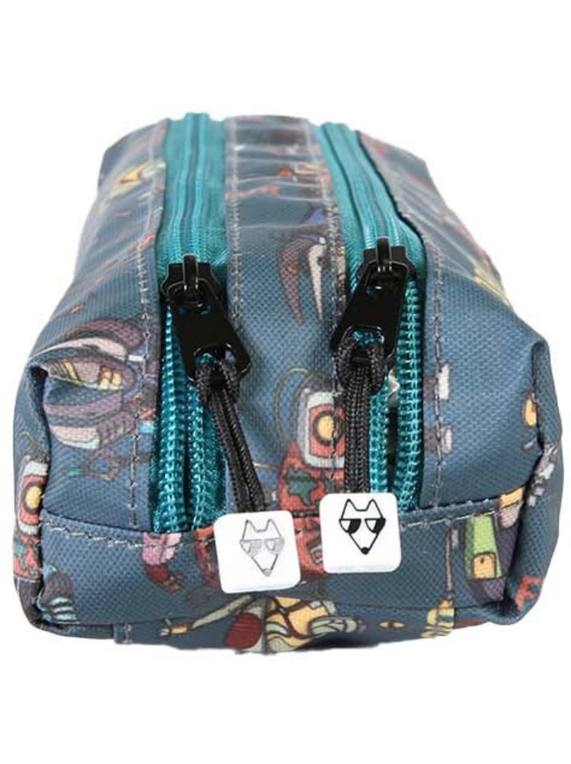 Trousse garçon 2 compartiments POL FOX Robot bleu motif robot Bleu - Kiabi