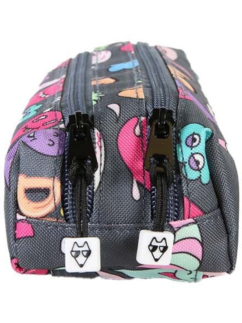Trousse garçon 2 compartiments POL FOX Street Art gris motifs graffitis Gris - Kiabi