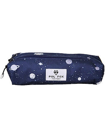 Trousse garçon pol fox cosmo 2 compartiments - fournitures scolaires - bleu marine