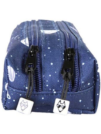Trousse garçon pol fox cosmo 2 compartiments - fournitures scolaires - bleu marine