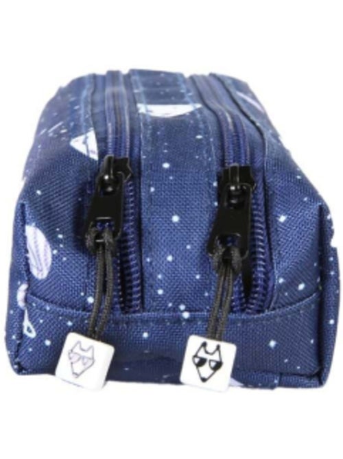Trousse garçon pol fox cosmo 2 compartiments - fournitures scolaires - bleu marine - Kiabi