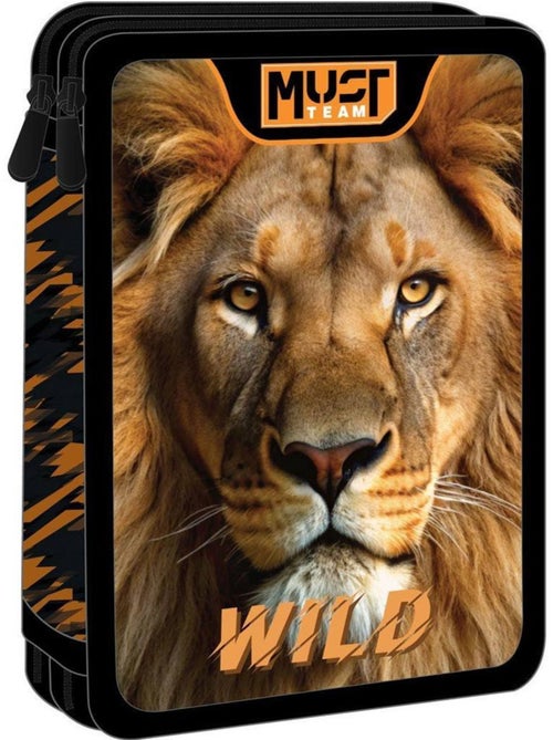 Trousse garnie 2 compartiments Must Team 'Wild Lion' – 21x15x5 cm - Kiabi