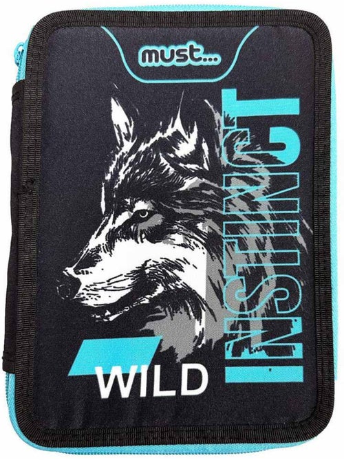 Trousse garnie double compartiment Loup Animal Planet 21 CM - Kiabi