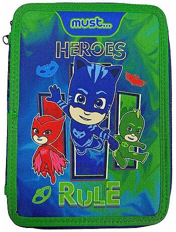 Trousse garnie double compartiment Pyjamasques imprimée polyester PJ Masks