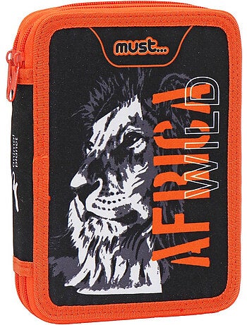 Trousse garnie double compartiment toile imprimée lion CMP