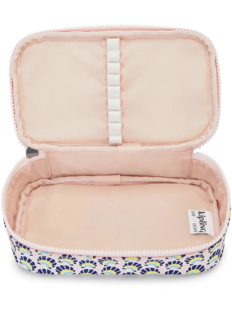Trousse  Kipling tissu synthétique imprimé Geo Shell Bleu Rose - Kiabi