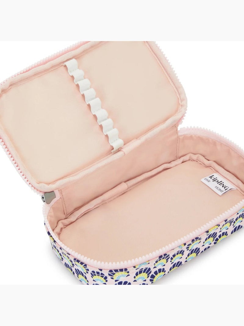 Trousse  Kipling tissu synthétique imprimé Geo Shell Bleu Rose - Kiabi
