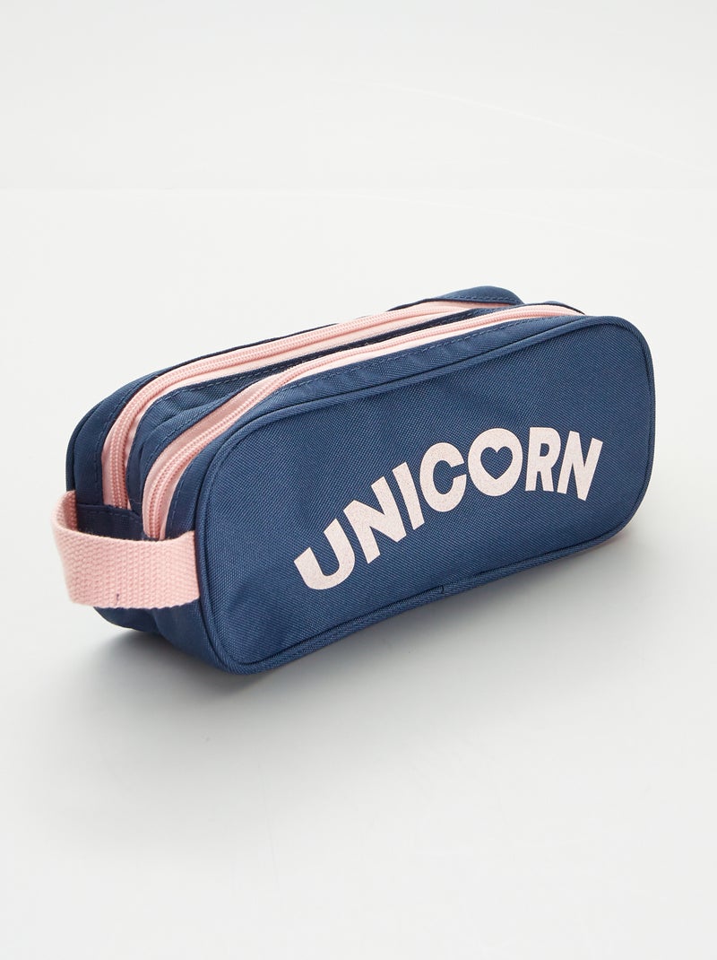 Trousse licorne à double compartiment Bleu - Kiabi