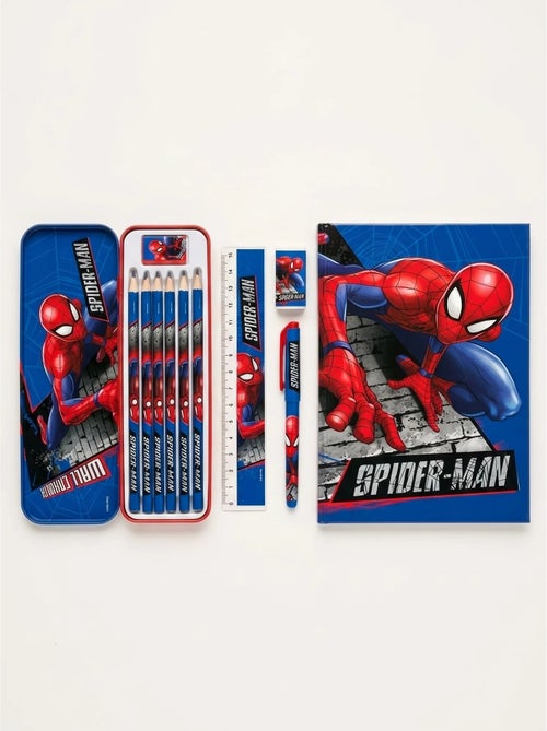 Trousse métal avec fournitures scolaires spider-man marvel - Kiabi