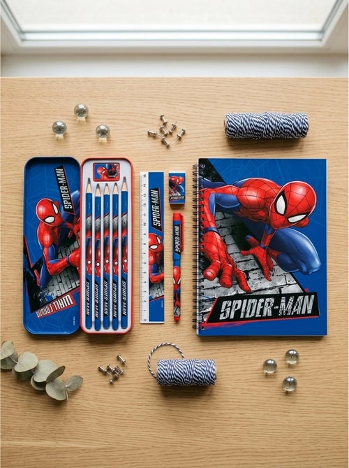 Trousse métal avec fournitures scolaires spider-man marvel - Kiabi