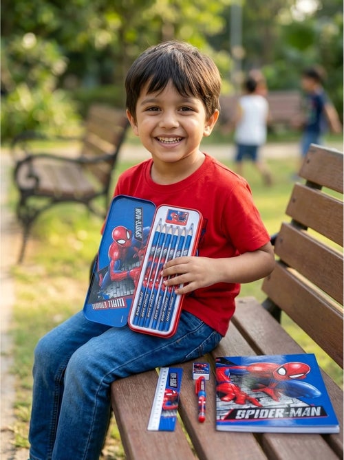 Trousse métal avec fournitures scolaires spider-man marvel - Kiabi