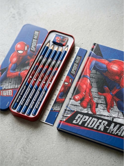Trousse métal avec fournitures scolaires spider-man marvel - Kiabi
