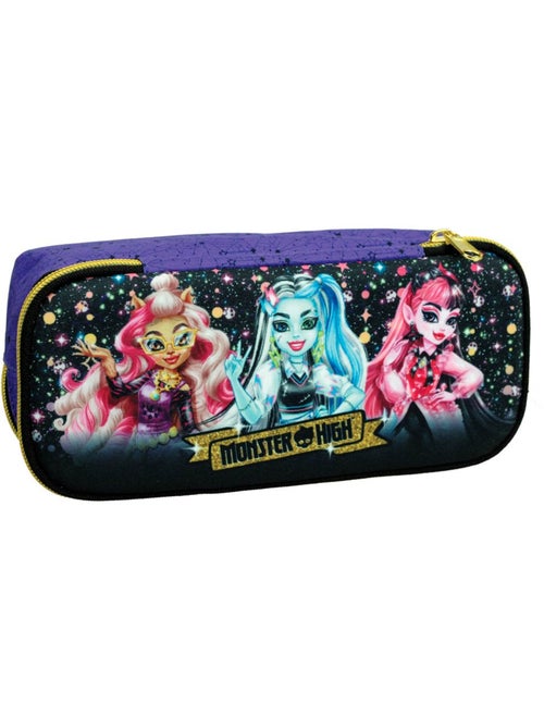 Trousse Monster High 23 cm tissu imprimé brillant 2 compartiments - Kiabi