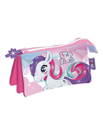 Trousse multi poches - Licornes - 21x11 cm