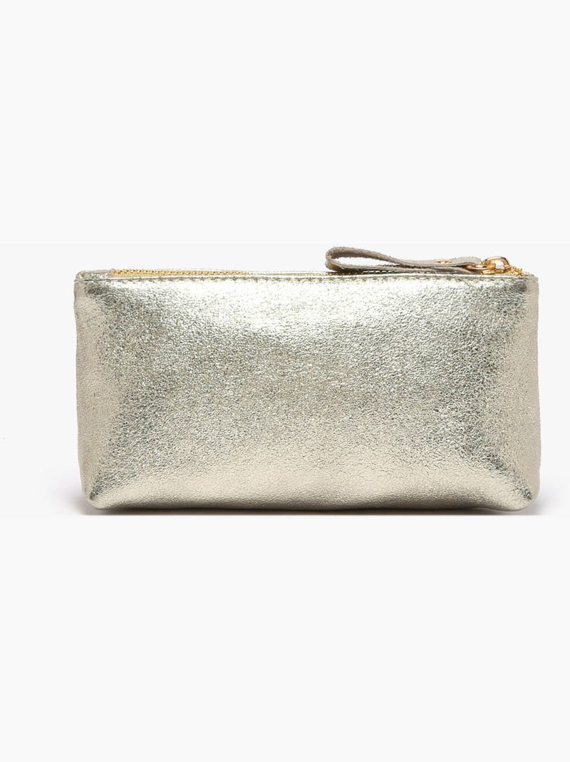 Trousse Nine Cuir Milano Cuir De Vachette Gris Argenté Gris - Kiabi