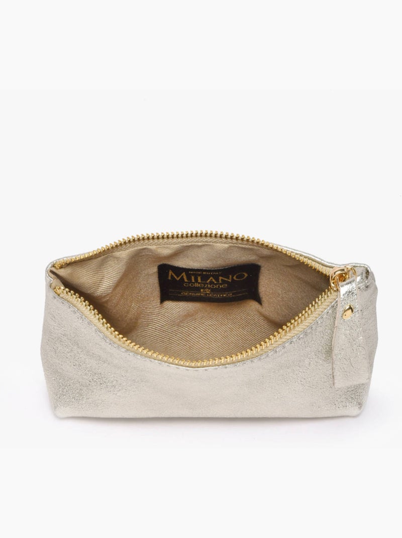 Trousse Nine Cuir Milano Cuir De Vachette Gris Argenté Gris - Kiabi
