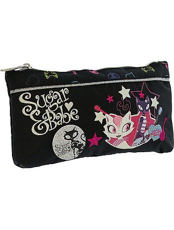 Trousse plate Sugar & Babe imprimé Chats Pop-rock 21 CM