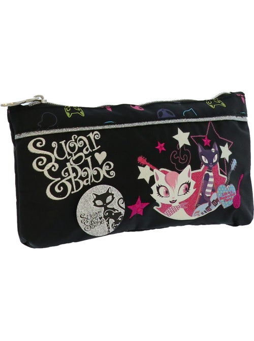 Trousse plate Sugar & Babe  imprimé Chats Pop-rock 21 CM - Kiabi