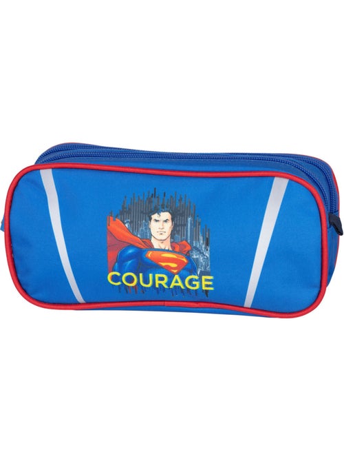 Trousse rectangle 'Superman' 22 cm, 2 compartiments, fermeture zip - Kiabi