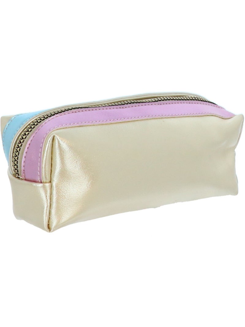 Trousse rectangulaire 22 cm deux compartiments fermeture éclair Marshmallow Bleu Violet clair Gris - Kiabi