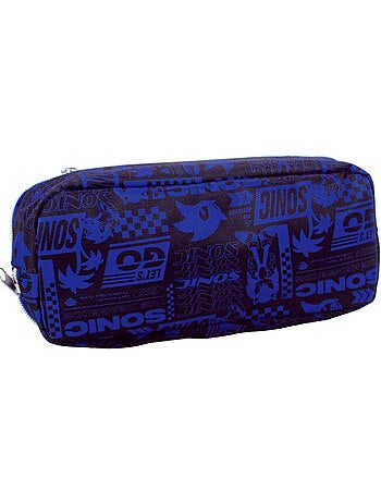 Trousse rectangulaire à 2 compartiments zippés Sonic 23 cm