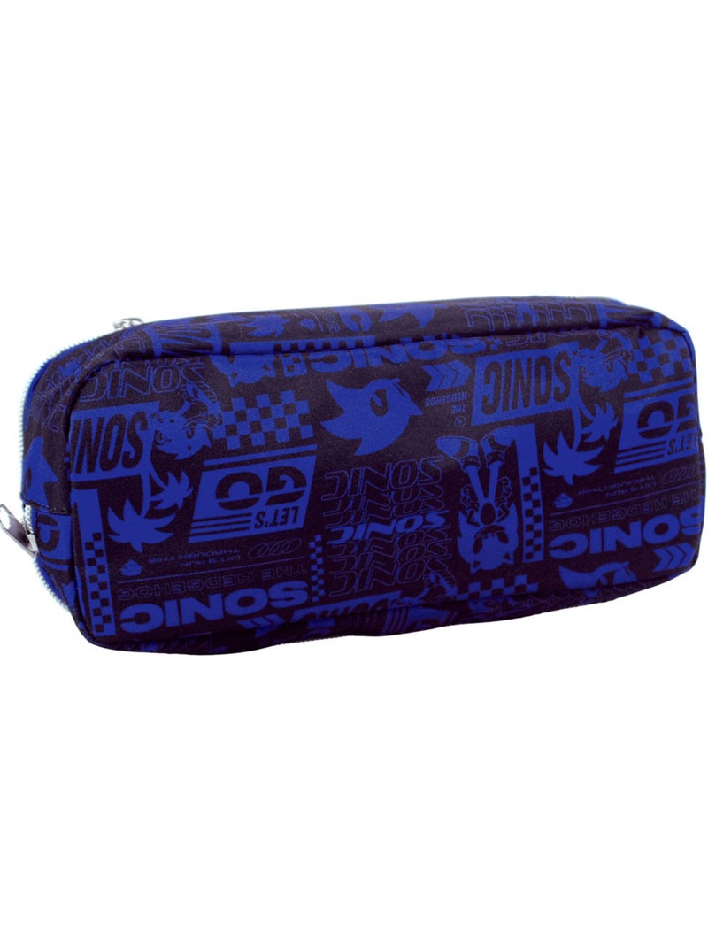 Trousse rectangulaire à 2 compartiments zippés Sonic 23 cm Bleu Rouge Blanc - Kiabi
