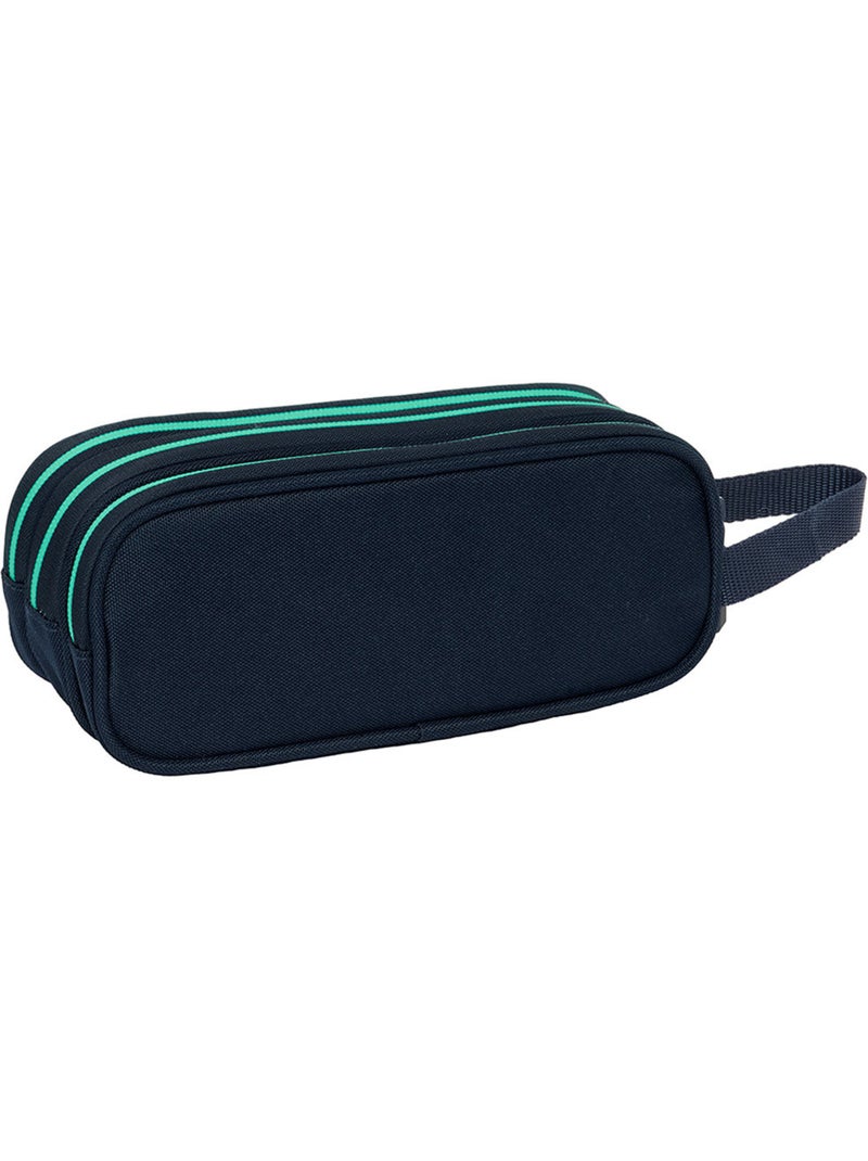 Trousse rectangulaire à 3 compartiments zippés Real Madrid Safta 21x8x7 cm Bleu marine - Kiabi