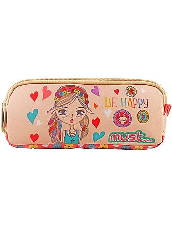 Trousse rectangulaire CMP Be Happy – 2 compartiments zippés 21 cm