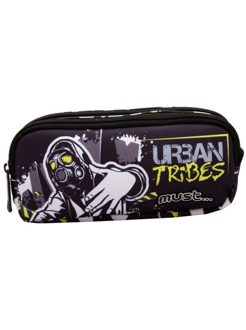 Trousse rectangulaire CMP en textile avec double zip 2 compartiments - Kiabi